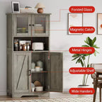 Meuble de Salle de Bain Haut avec 4 Portes et Étagères Réglables, Meuble de Rangement de Salle de Bain Autonome de 50 cm, Armoire de Ferme pour Cuisine, Salon