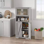 Meuble de Salle de Bain Haut avec 4 Portes et Étagères Réglables, Meuble de Rangement de Salle de Bain Autonome de 50 cm, Armoire de Ferme pour Cuisine, Salon