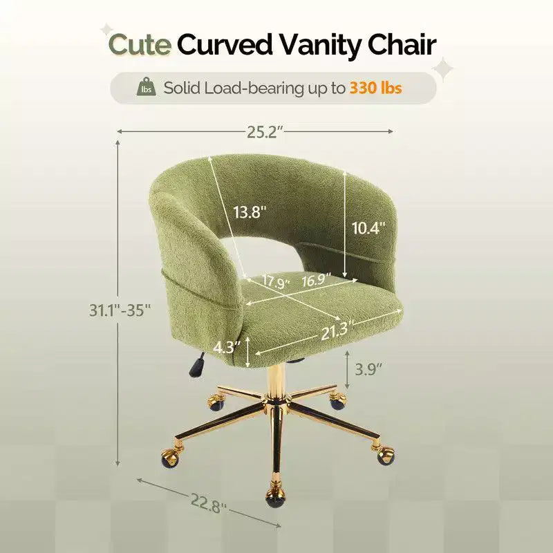 Karl Home | Fauteuil de bureau pivotant à dossier anneau en velours de 25,1 pouces
