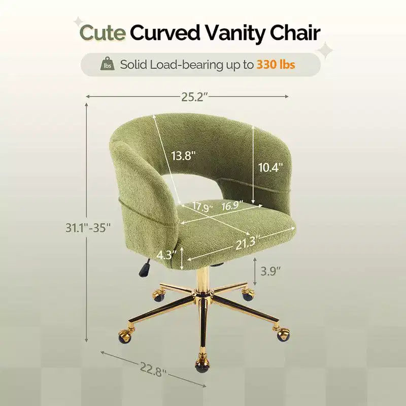 Karl Home | Fauteuil de bureau pivotant à dossier anneau en velours de 25,1 pouces