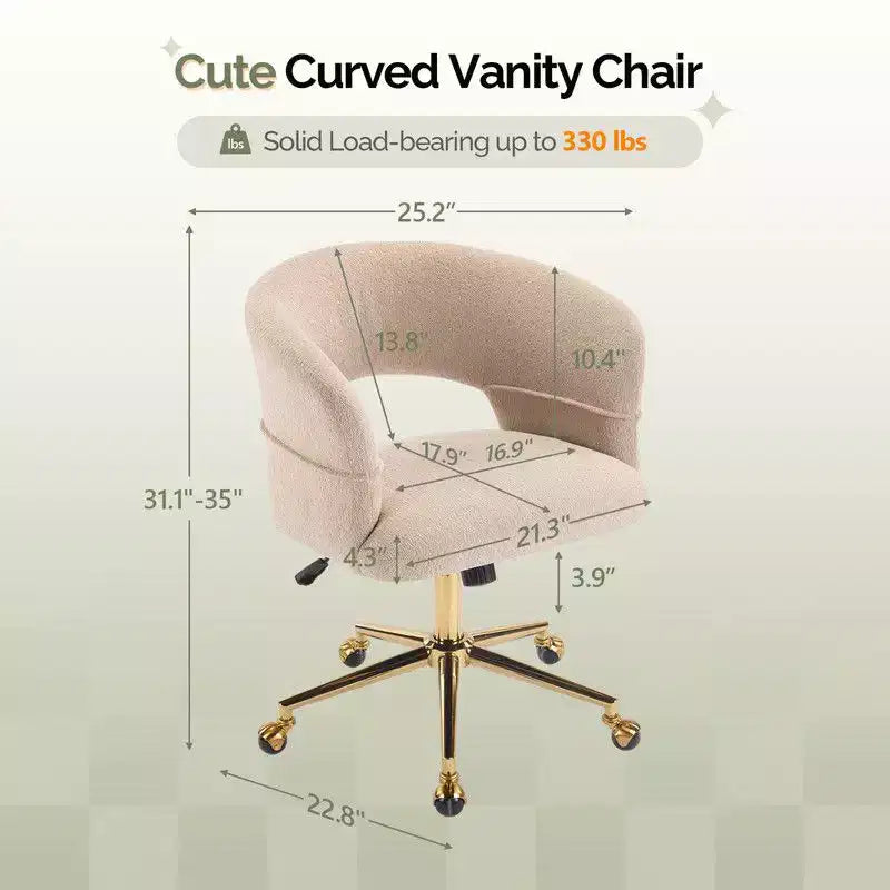 Karl Home | Fauteuil de bureau pivotant à dossier anneau en velours de 25,1 pouces
