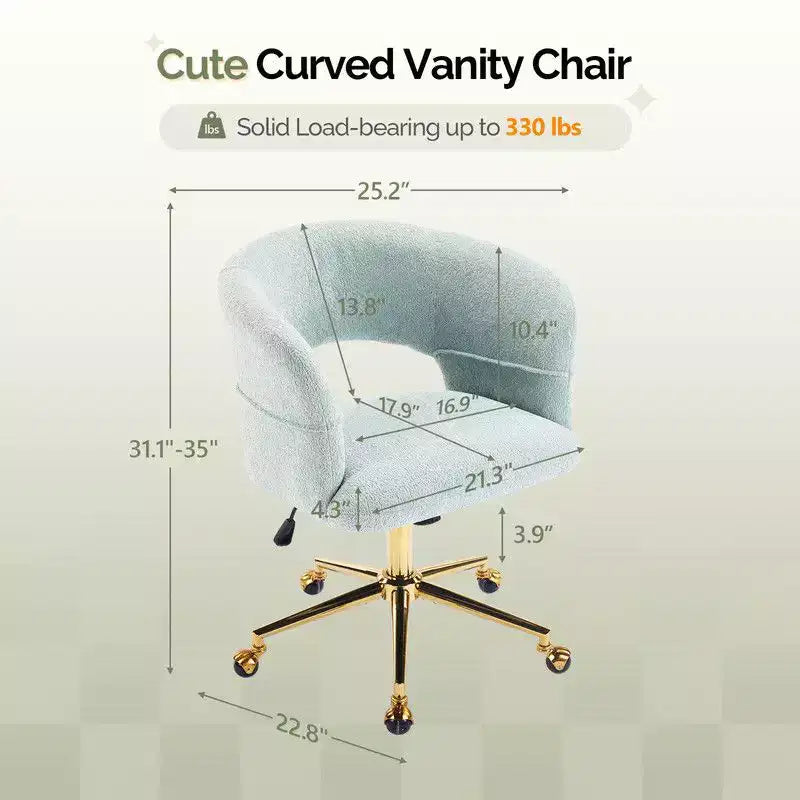 Karl Home | Fauteuil de bureau pivotant à dossier anneau en velours de 25,1 pouces