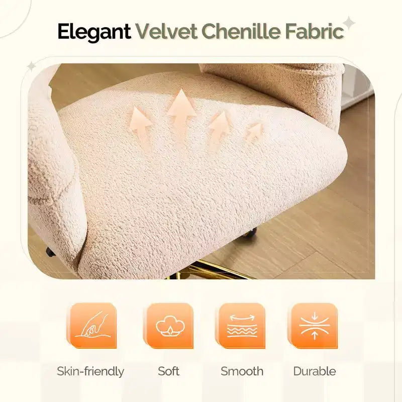 Karl Home | Fauteuil de bureau pivotant à dossier anneau en velours de 25,1 pouces