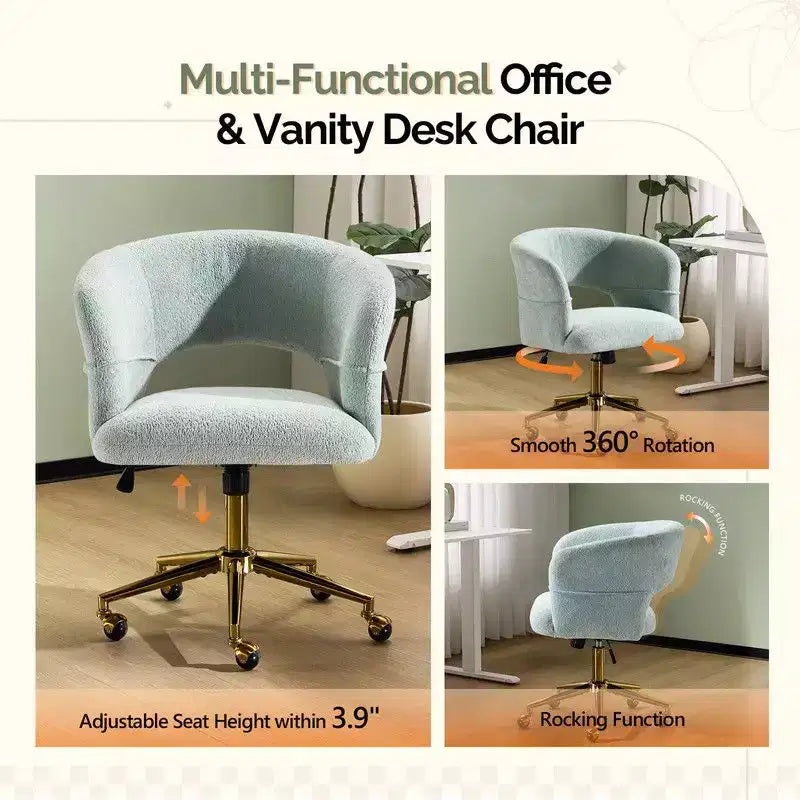 Karl Home | Fauteuil de bureau pivotant à dossier anneau en velours de 25,1 pouces