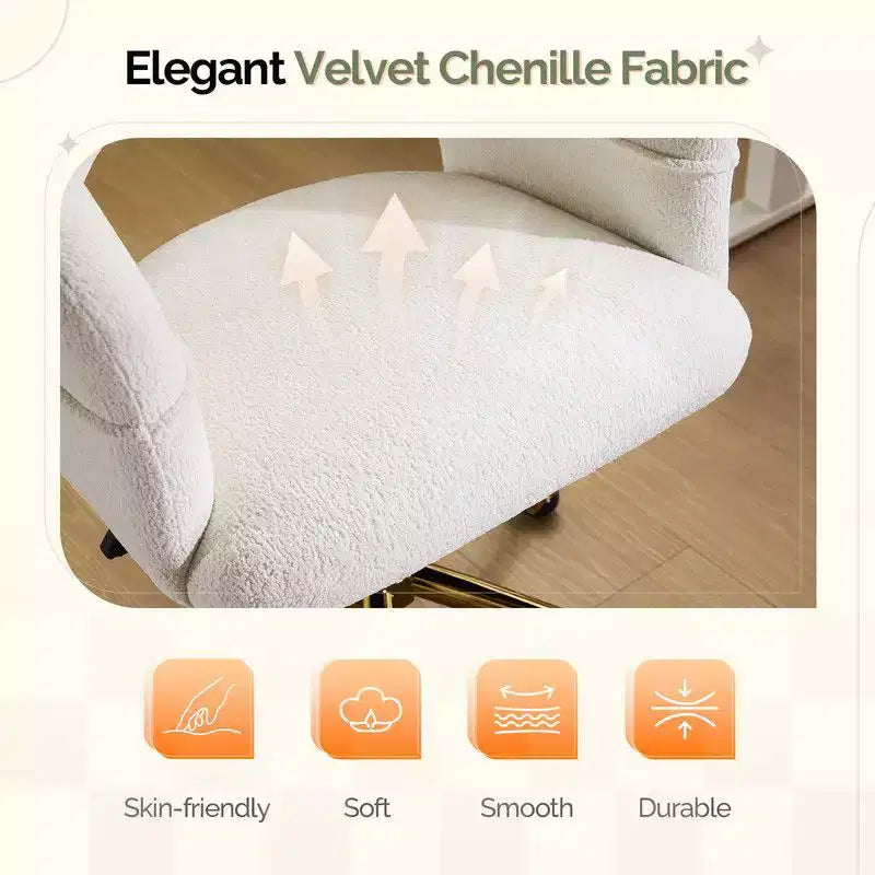Karl Home | Fauteuil de bureau pivotant à dossier anneau en velours de 25,1 pouces