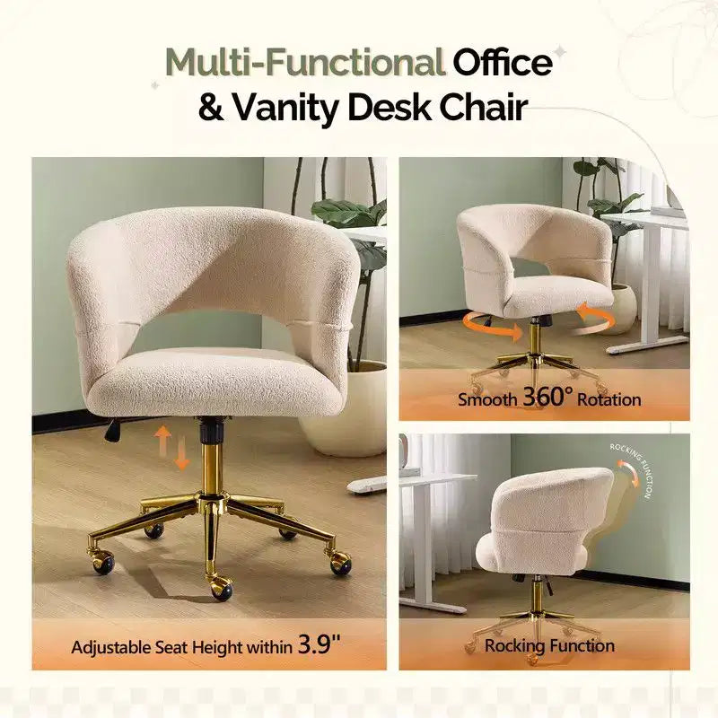 Karl Home | Fauteuil de bureau pivotant à dossier anneau en velours de 25,1 pouces