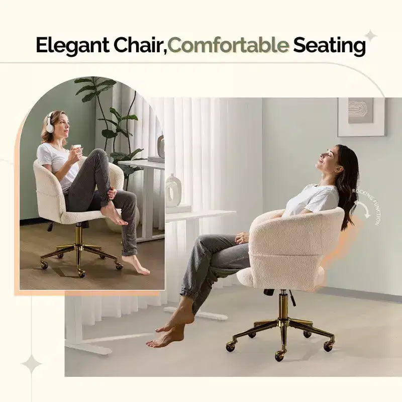 Karl Home | Fauteuil de bureau pivotant à dossier anneau en velours de 25,1 pouces