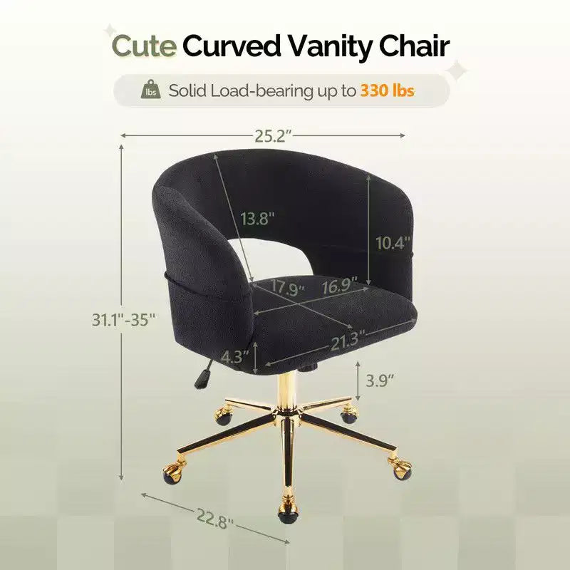 Karl Home | Fauteuil de bureau pivotant à dossier anneau en velours de 25,1 pouces