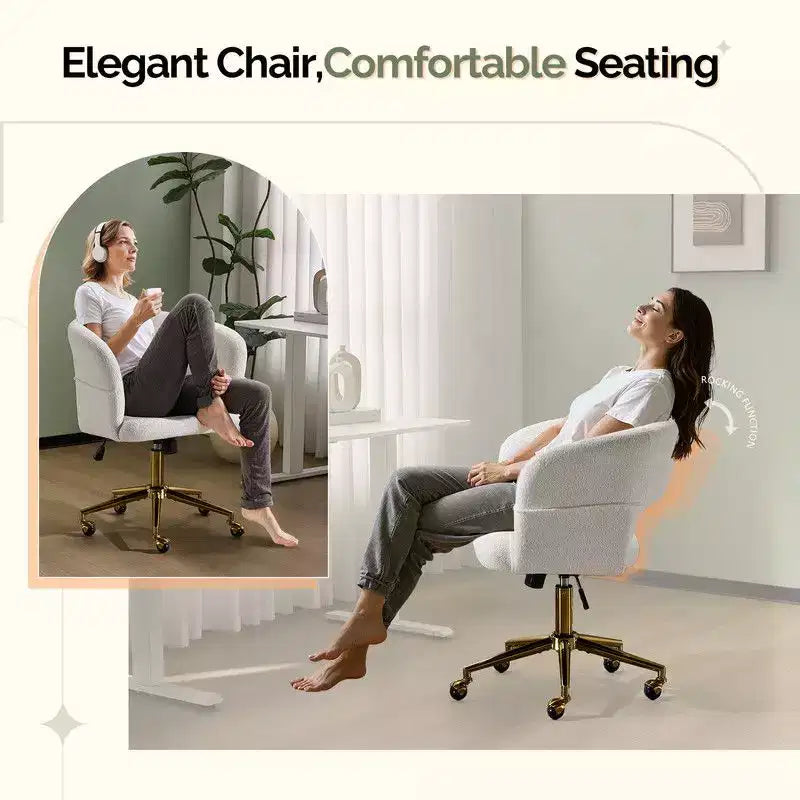Karl Home | Fauteuil de bureau pivotant à dossier anneau en velours de 25,1 pouces