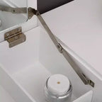 Coiffeuse deux tiroirs avec miroir relevable et pieds droits, peinte, en panneau de fibres de densité moyenne blanc