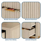 Meuble de rangement buffet cannelé de 47 pouces, support TV moderne, armoire de bar à café avec 3 tiroirs et 2 portes, crédence en bois pour salon, cuisine, entrée