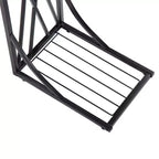 Table d'appoint C-forme en fer démontable simple couche, panneau de densité marron, PVC noir laqué, 30.5*21*54cm