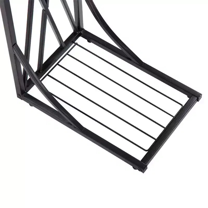 Table d'appoint C-forme en fer démontable simple couche, panneau de densité marron, PVC noir laqué, 30.5*21*54cm