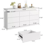 Commode Dyonery à 9 tiroirs avec prise de courant et lumière LED, commode de rangement moderne à 3 niveaux avec grande capacité et glissières fluides pour chambres à coucher