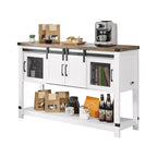 VEVOR Coffee Bar Cabinet, 47.3 x 15.7 x 32.7 in Farmhouse Coffee Bar Cabinet with 4-Tier Storage, Coffee Bar Table with Barn Doors, White