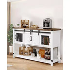 Meuble de bar à café VEVOR, armoire de bar à café de ferme de 120 x 40 x 83 cm avec rangement à 4 niveaux, table de bar à café avec portes de grange, blanc