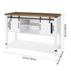 Meuble de bar à café VEVOR, armoire de bar à café de ferme de 120 x 40 x 83 cm avec rangement à 4 niveaux, table de bar à café avec portes de grange, blanc