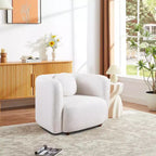 Fauteuil canapé Accent Square, Fauteuil nuage individuel rembourré en tissu bouclé, Fauteuil de style Japandi pour salon, Canapé 1 place