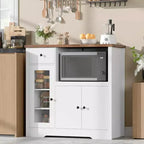 Meuble de rangement avec étagères réglables et support pour micro-ondes Buffet avec tiroir, portes simples et doubles, organisateur de cuisine moderne