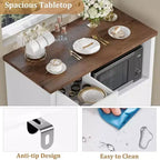 Meuble de rangement avec étagères réglables et support pour micro-ondes Buffet avec tiroir, portes simples et doubles, organisateur de cuisine moderne