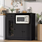 Meuble de rangement avec étagères réglables et support pour micro-ondes Buffet avec tiroir, portes simples et doubles, organisateur de cuisine moderne