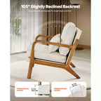 Fauteuil d'appoint VEVOR, fauteuil scandinave avec cadre en bois massif et pieds antidérapants, fauteuil de loisirs rembourré en tissu lin, beige