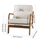 Fauteuil d'appoint VEVOR, fauteuil scandinave avec cadre en bois massif et pieds antidérapants, fauteuil de loisirs rembourré en tissu lin, beige