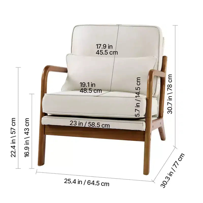 Fauteuil d'appoint VEVOR, fauteuil scandinave avec cadre en bois massif et pieds antidérapants, fauteuil de loisirs rembourré en tissu lin, beige