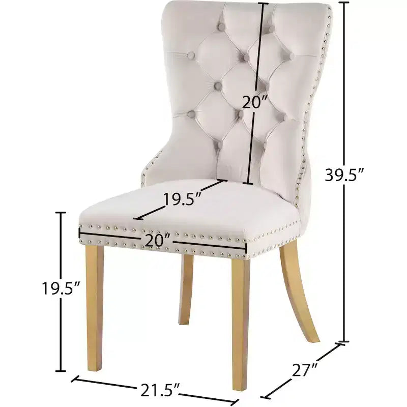 Meridian Furniture, chaises de salle à manger Carmen en velours, lot de 2