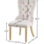 Meridian Furniture, chaises de salle à manger Carmen en velours, lot de 2
