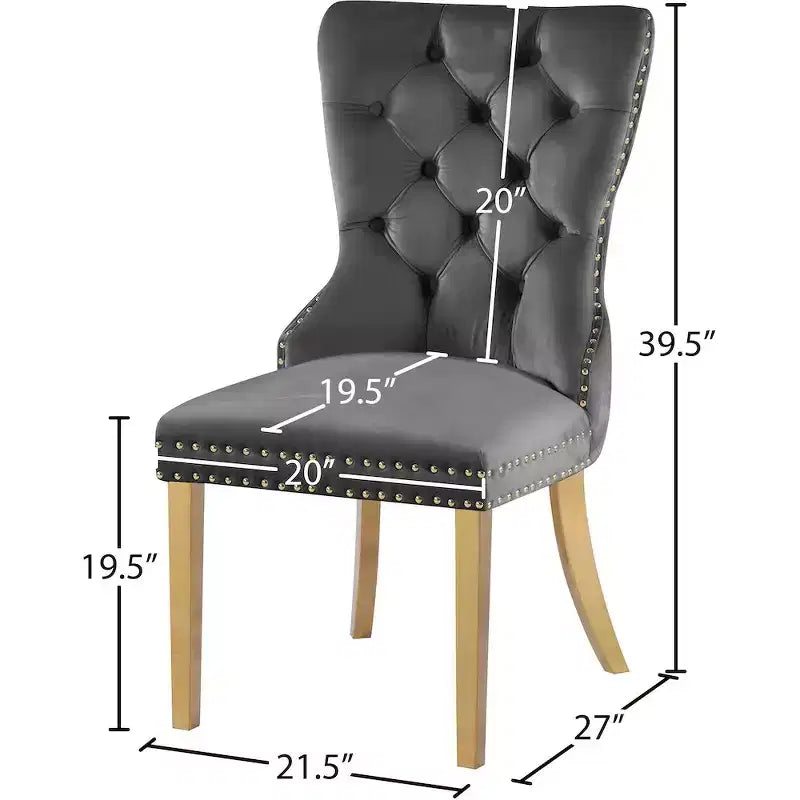 Meridian Furniture, chaises de salle à manger Carmen en velours, lot de 2