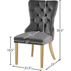 Meridian Furniture, chaises de salle à manger Carmen en velours, lot de 2