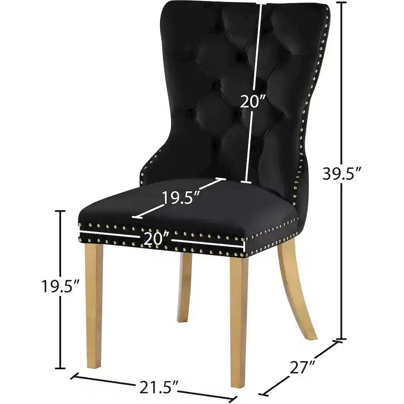 Meridian Furniture, chaises de salle à manger Carmen en velours, lot de 2