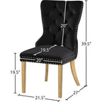 Meridian Furniture, chaises de salle à manger Carmen en velours, lot de 2