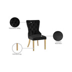 Meridian Furniture, chaises de salle à manger Carmen en velours, lot de 2