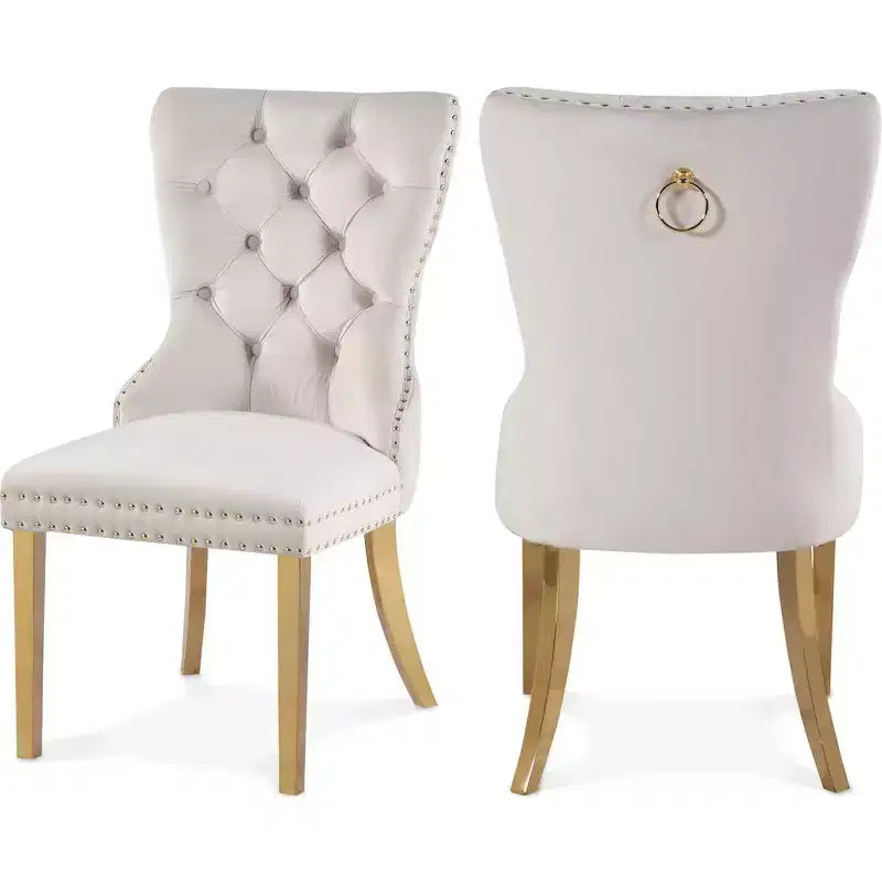 Meridian Furniture, chaises de salle à manger Carmen en velours, lot de 2