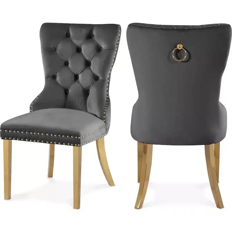 Meridian Furniture, chaises de salle à manger Carmen en velours, lot de 2