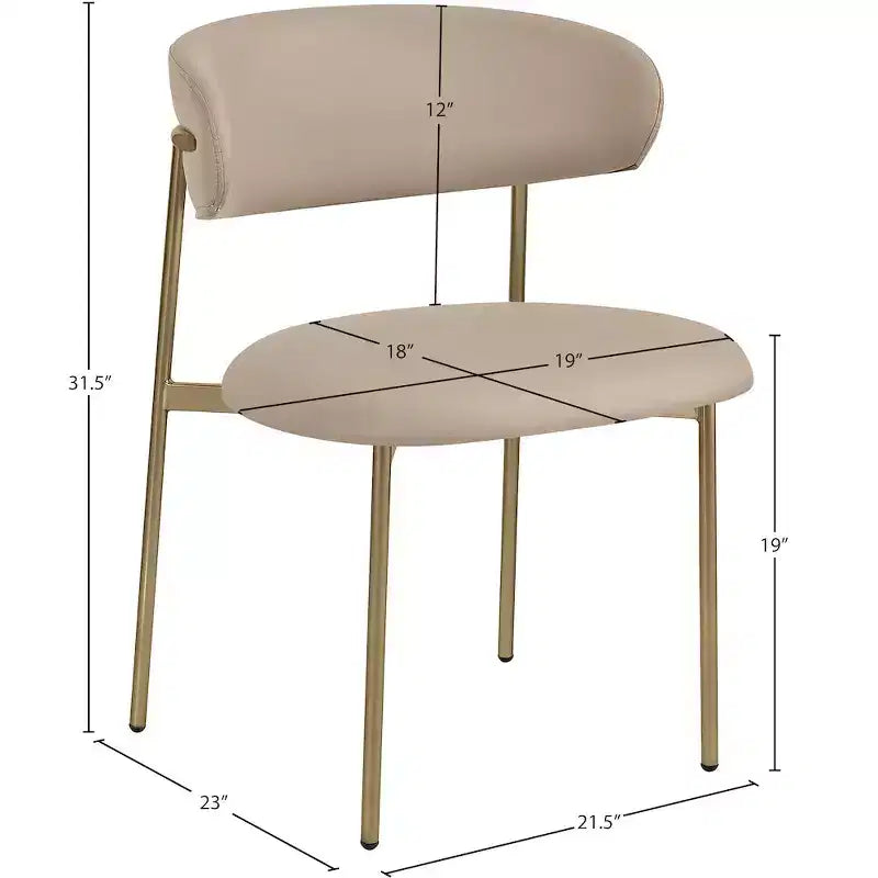 Meridian Furniture, Chaises de salle à manger Lupita en cuir végétalien taupe, lot de 2