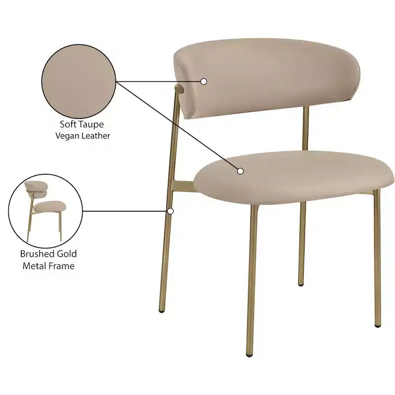 Meridian Furniture, Chaises de salle à manger Lupita en cuir végétalien taupe, lot de 2
