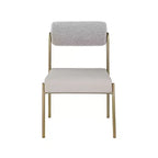 Meridian Furniture, Chaises de salle à manger Carly avec assise en cuir végétalien couleur taupe et dossier en tissu bouclé, ensemble de 2
