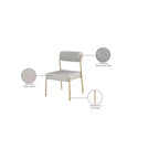 Meridian Furniture, Chaises de salle à manger Carly avec assise en cuir végétalien couleur taupe et dossier en tissu bouclé, ensemble de 2