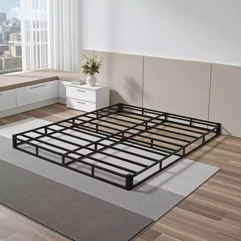 VEVOR Sommier tapissier, Cadre de lit Queen Size avec Tissu Lavable, Cadre métallique Robuste pour Lit Queen, Sommier de 12,7 cm, Noir