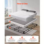 VEVOR Sommier tapissier, Cadre de lit Queen Size avec Tissu Lavable, Cadre métallique Robuste pour Lit Queen, Sommier de 12,7 cm, Noir