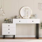 Coiffeuse avec miroir et lumières, Coiffeuse de maquillage avec 5 tiroirs pour chambre à coucher