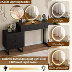 Coiffeuse avec miroir et lumières, Coiffeuse de maquillage avec 5 tiroirs pour chambre à coucher