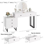 Coiffeuse avec miroir et lumières, Coiffeuse de maquillage avec 5 tiroirs pour chambre à coucher
