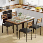 Coolmee Ensemble table et 4 chaises de salle à manger, style industriel, pour cuisine, salle à manger, appartement