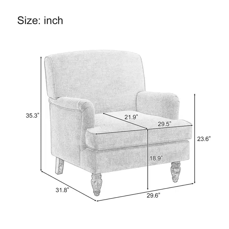 Fauteuil Polibi en mélange de lin avec accoudoirs arrondis et pieds tournés en bois massif