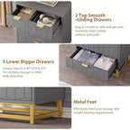 Commode à 5 tiroirs pour chambre à coucher, commode avec base en métal, armoire de rangement moderne pour salon, couloir, placard