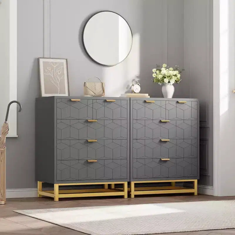 Commode à 5 tiroirs pour chambre à coucher, commode avec base en métal, armoire de rangement moderne pour salon, couloir, placard